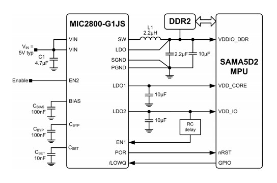 Application Circuit Diagram - Microchip Technology MIC2800 Evaluation Board